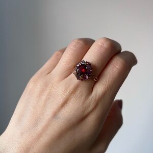 NWT 10K Gold Garnet & Amethyst Gemstones Ring